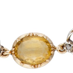 14 kt. Geelgouden/sterling zilveren armband bezet met ca. 3.31 ct. citrien en roos geslepen diamant.