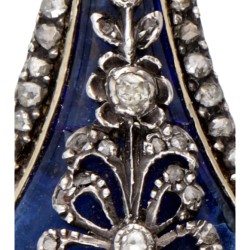 14 kt. Geelgouden/sterling zilveren hanger bezet met roos geslepen diamant en Boheems glas.