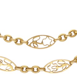 18 kt. Geelgouden art nouveau collier met navette-vormige bloemschakels.