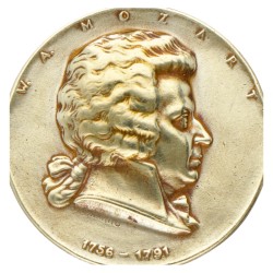 14 kt. Geelgouden vintage hanger voorstellende Wolfgang Amadeus Mozart door A. Hartig.