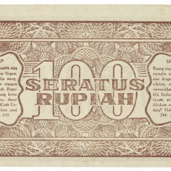 Indonesia. 100 Rupiah. Banknote. Type 1947. - Very fine.