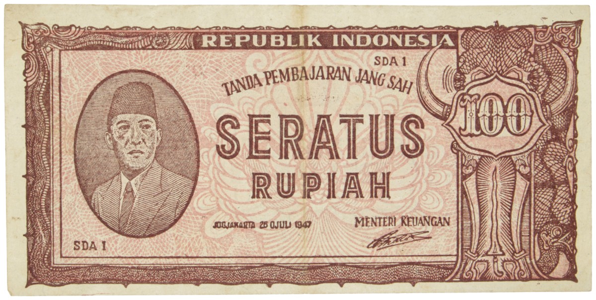 Indonesia. 100 Rupiah. Banknote. Type 1947. - Very fine.