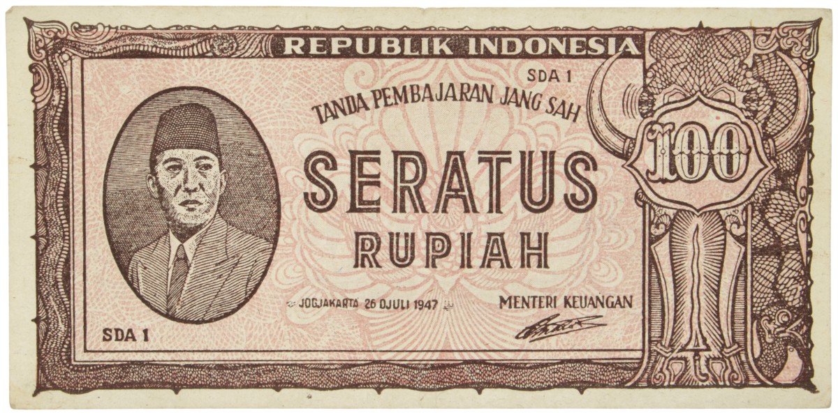 Indonesia. 100 Rupiah. Banknote. Type 1947. - Very fine.