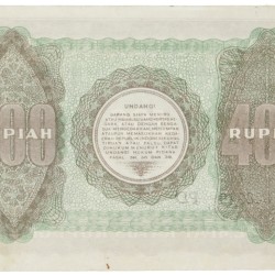 Indonesia. 400 Rupiah. Banknote. Type 1948. - Extremely fine.