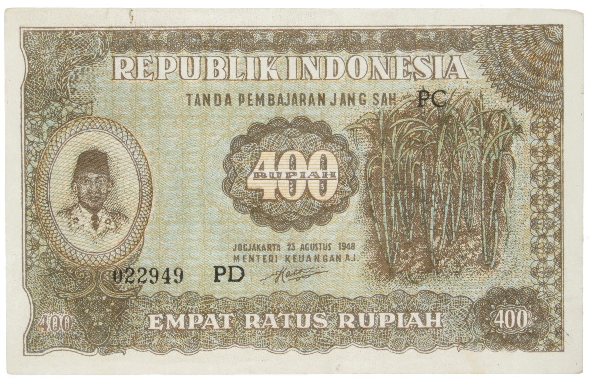 Indonesia. 400 Rupiah. Banknote. Type 1948. - Extremely fine.