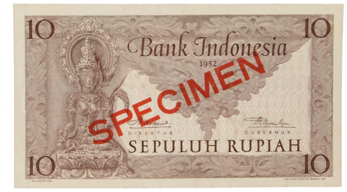 Indonesia. 10 Rupiah. Specimen. Type 1952. - UNC.