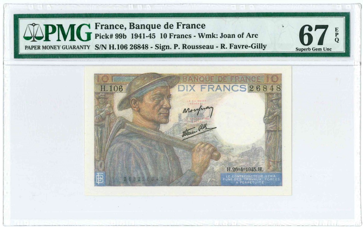 France. 10 Francs. Banknote. Type 1941-1945. - UNC.