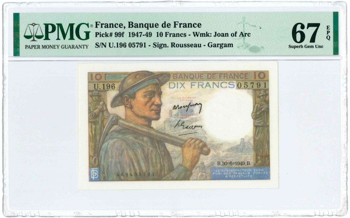 France. 10 Francs. Banknote. Type 1947-1949. - UNC.