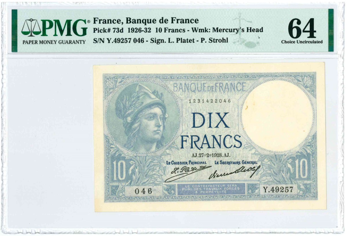 France. 10 Francs. Banknote. Type 1926. - UNC.