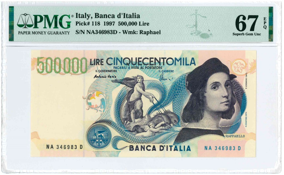 Lire. 500000. Banknote. Type 1997. Type Raphael. - UNC.