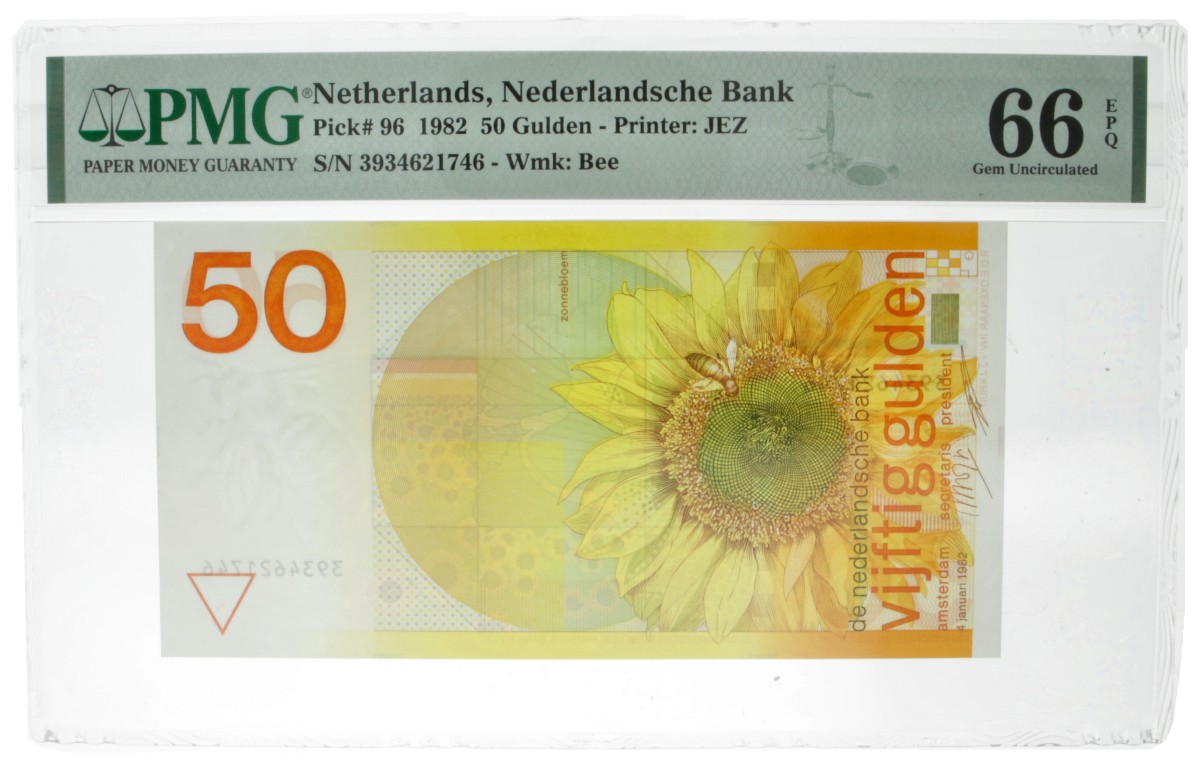 Nederland. 50 Gulden. Bankbiljet. Type 1982. Type Zonnebloem. - UNC.