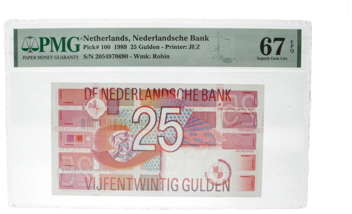 Nederland. 25 Gulden. Bankbiljet. Type 1989. Type Roodborstje. - UNC.