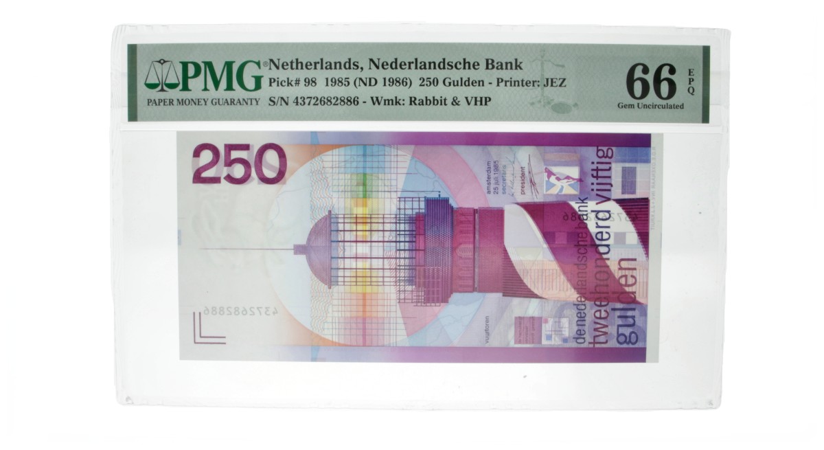 Nederland. 250 Gulden. Bankbiljet. Type 1985. Type Vuurtoren. - UNC.