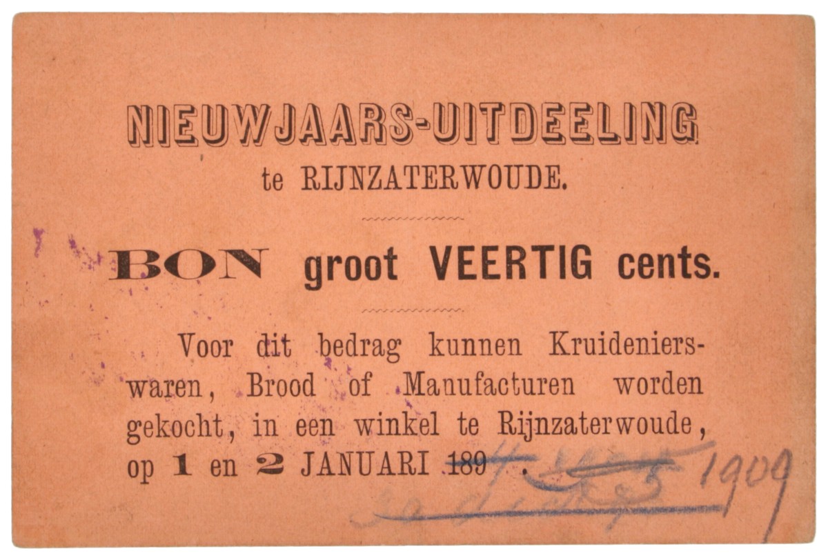 Nederland. 40 Cents. Bon. Type 189. Type Rijnzaterwoude. - Prachtig +.