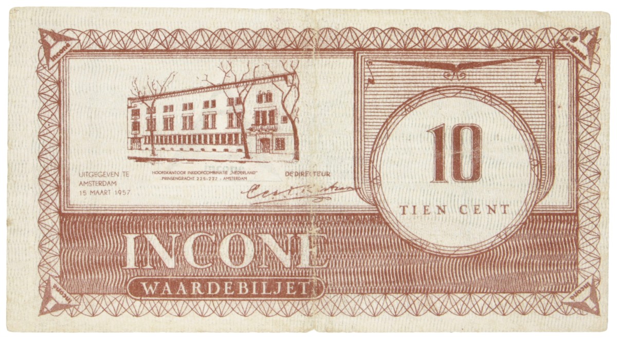 Nederland. INCONÉ, 10 cent waardebiljet. Type 1957. - Fraai / Zeer Fraai.