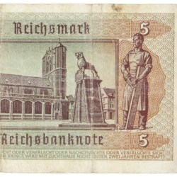 East-Belgium. 5 Reichsmark. Banknote. Type 1942. - Fine.