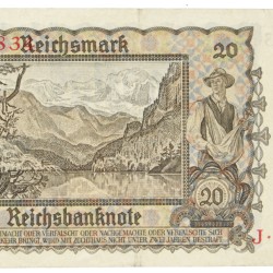 East-Belgium. 20 RM. Banknote. Type 1939. - Very fine / Extremely fine.