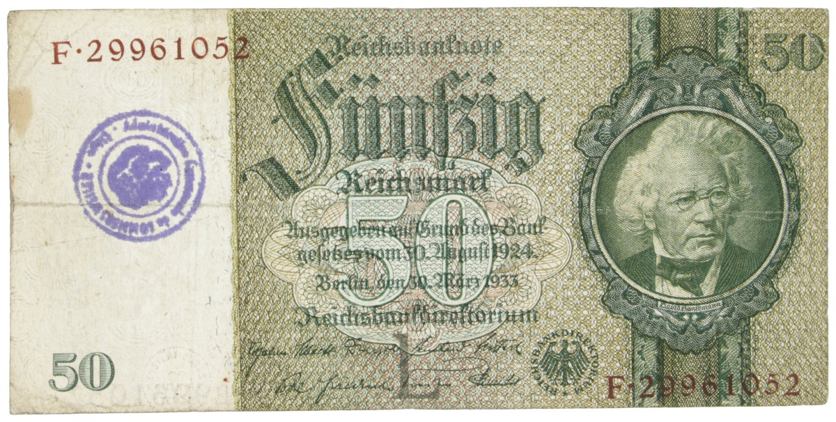 East-Belgium. 50 RM. Banknote. Type 1933. - Fine.