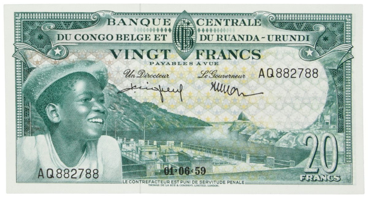 Belgian-Congo. 20 Francs. Banknote. Type 1959. - UNC.