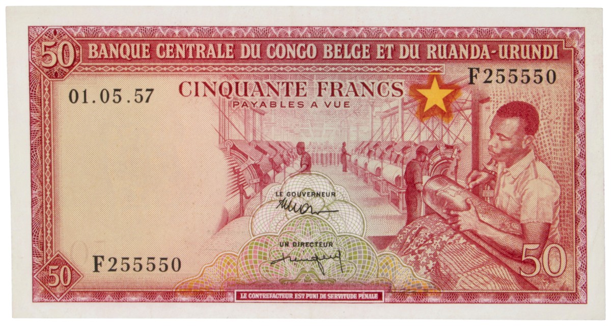 Belgian-Congo. 50 Francs. Banknote. Type 1957. - Extremely fine.