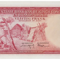 Belgian-Congo. 50 Francs. Banknote. Type 1957. - Extremely fine.