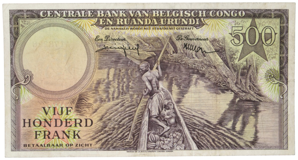 Belgian-Congo. 500 Francs. Banknote. Type 1957. - Very fine +.