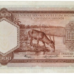 Belgian-Congo. 1000 Francs. Banknote. Type 1953. - Very fine +.