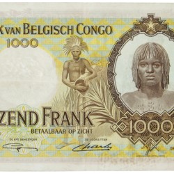 Belgian-Congo. 1000 Francs. Banknote. Type 1947. - Very fine +.