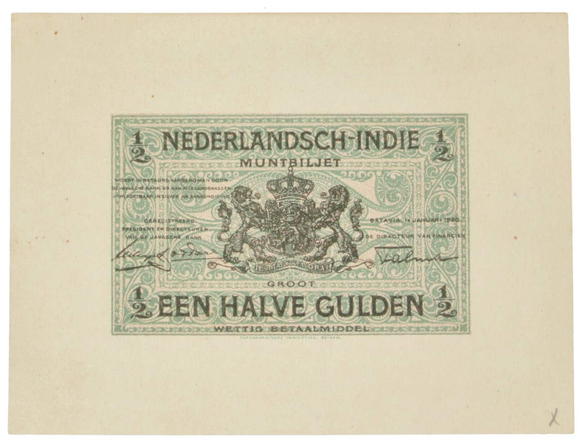 Netherlands-Indies. ½ gulden. Proofprint. Type 1920. - UNC.