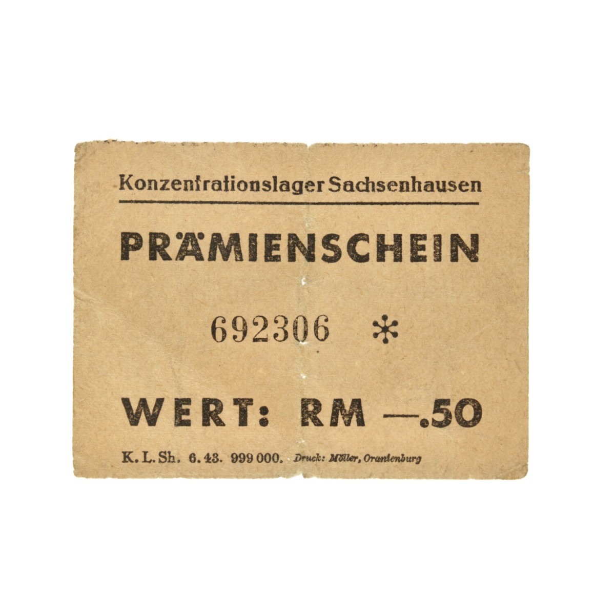 Germany. 0,50 RM. Banknote. Type ND. Type Sachsenhausen. - Fine / Very fine.