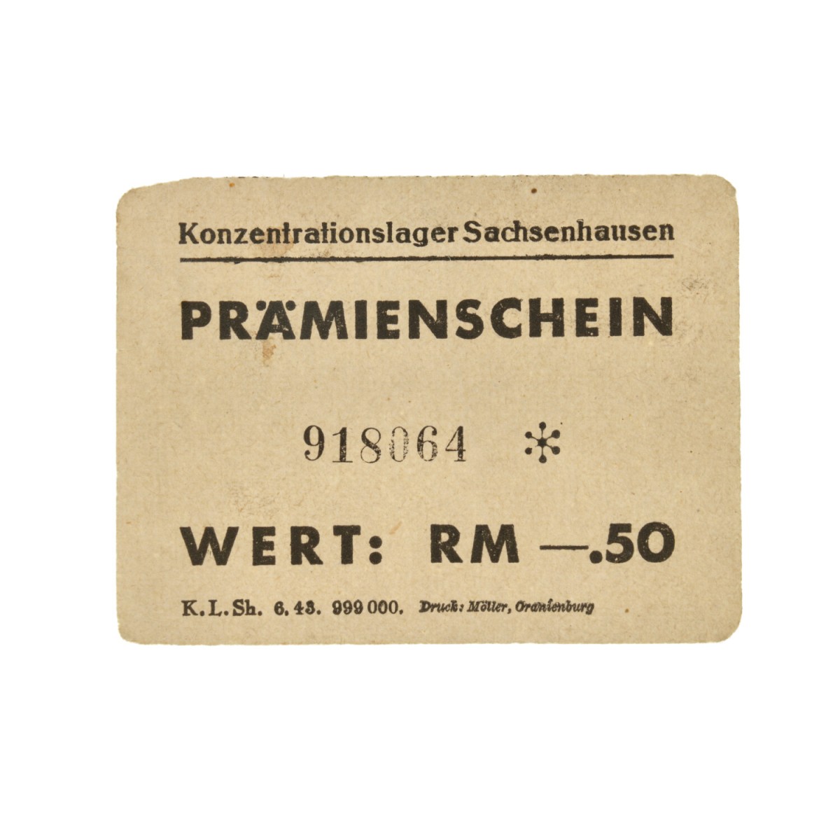 Germany. 0,50 RM. Banknote. Type ND. Type Sachsenhausen. - Very fine / Extremely fine.