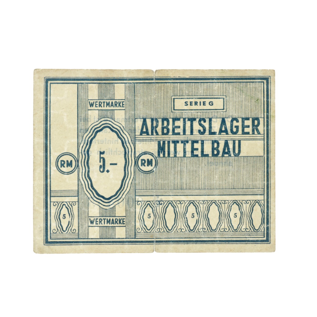 Germany. 5 RM. Banknote. Type ND. Type Mittelbau. - Very fine -.