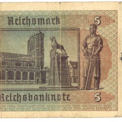 East-Belgium. 5 Reichsmark. Banknote. Type 1941. - Fine.