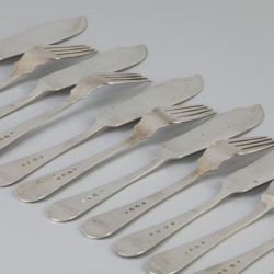 12-delige set visbestek zilver.