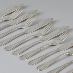 12-delige set visbestek zilver.