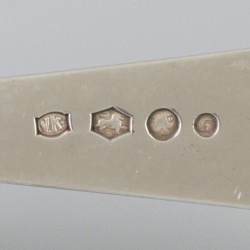 6-delige set lepels "Haags lofje" zilver.
