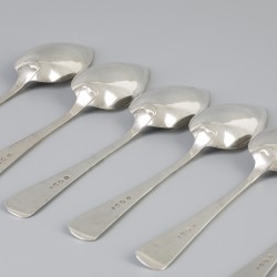 6-delige set lepels "Haags lofje" zilver.