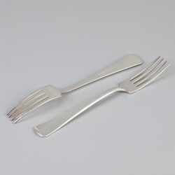 6-delige set vorken "Haags lofje" zilver.