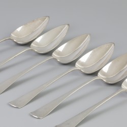 6-delige set dinerlepels "Haags lofje" zilver.