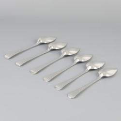 6-delige set dinerlepels "Haags lofje" zilver.