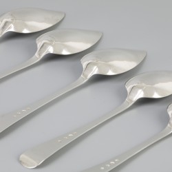 6-delige set dinerlepels "Haags lofje" zilver.