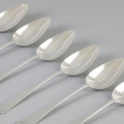 6-delige set dinerlepels "Haags lofje" zilver.