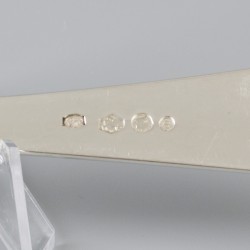 6-delige set dinerlepels "Haags lofje" zilver.