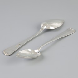 6-delige set dinerlepels "Haags lofje" zilver.
