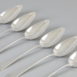 6-delige set dinerlepels "Haags lofje" zilver.