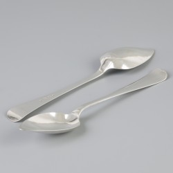 6-delige set dinerlepels "Haags lofje" zilver.