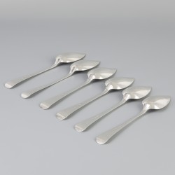 6-delige set dinerlepels "Haags lofje" zilver.