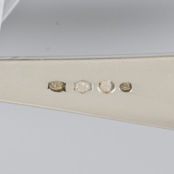 6-delige set dinerlepels "Haags lofje" zilver.