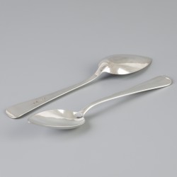 6-delige set dinerlepels "Haags lofje" zilver.
