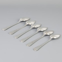 6-delige set dinerlepels "Haags lofje" zilver.